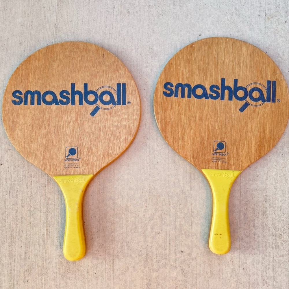 Smashball Wooden Paddles with Yellow Handles
